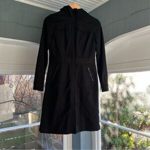 H&M Black Zip Up/Hooded Trench Coat